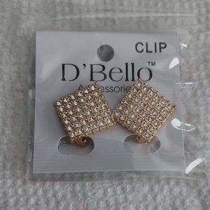 Gold Tone Rhinestone Clip-On Earrings